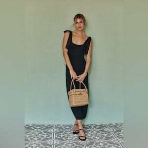 Summersalt The Softest Ribbed Tie-Shoulder Maxi Poplin Dress Sea Urchin Size 2XL